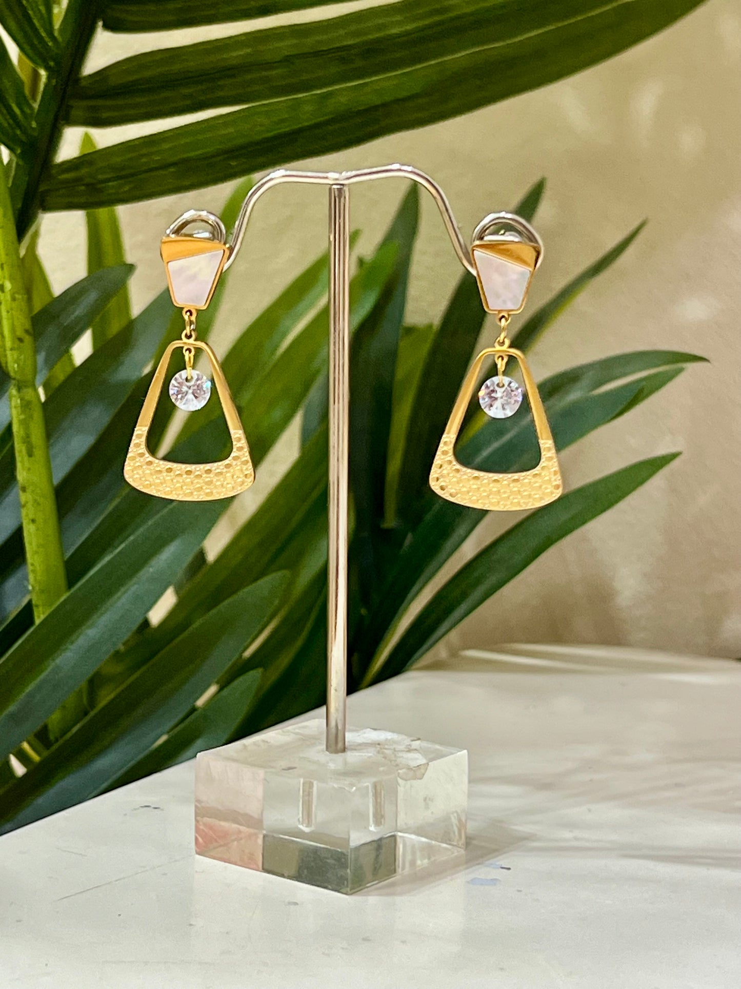 Pendientes acero combi anacarado