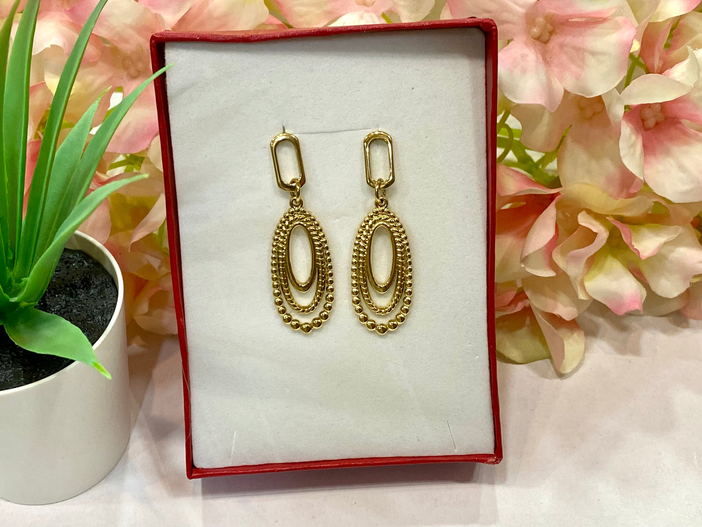 Pendientes acero lágrima labrada