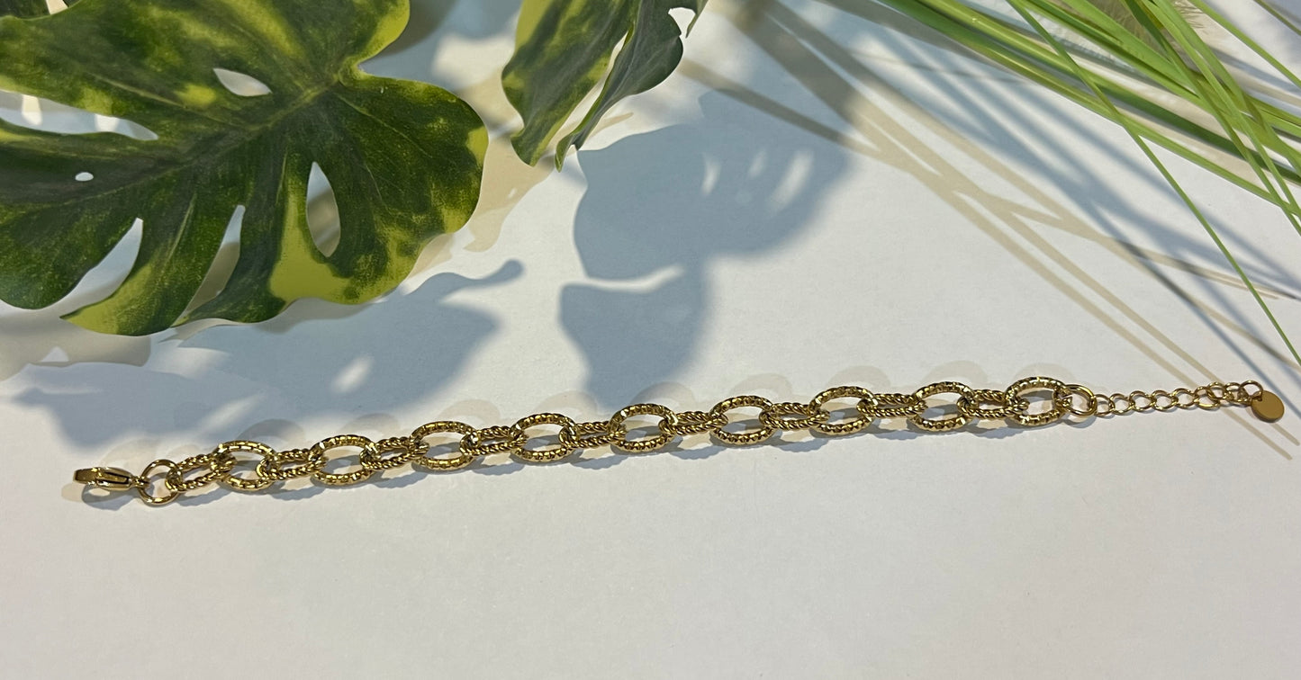 Pulsera acero eslabones labrados