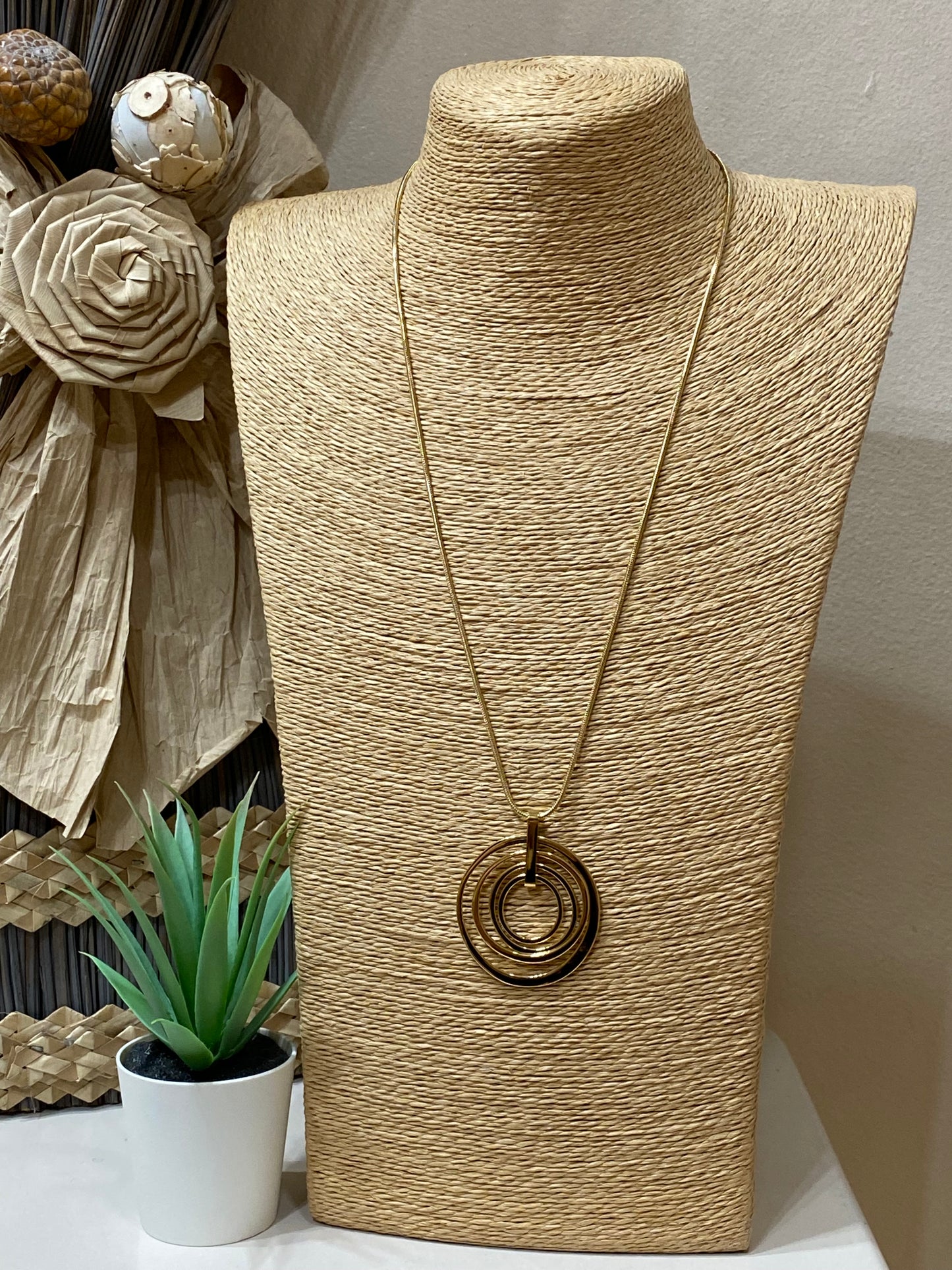 Collar largo acero multicirculos