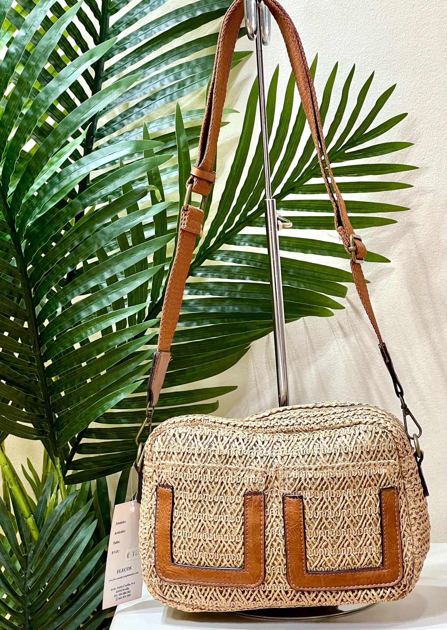 Bolso rafia doble bolsillo