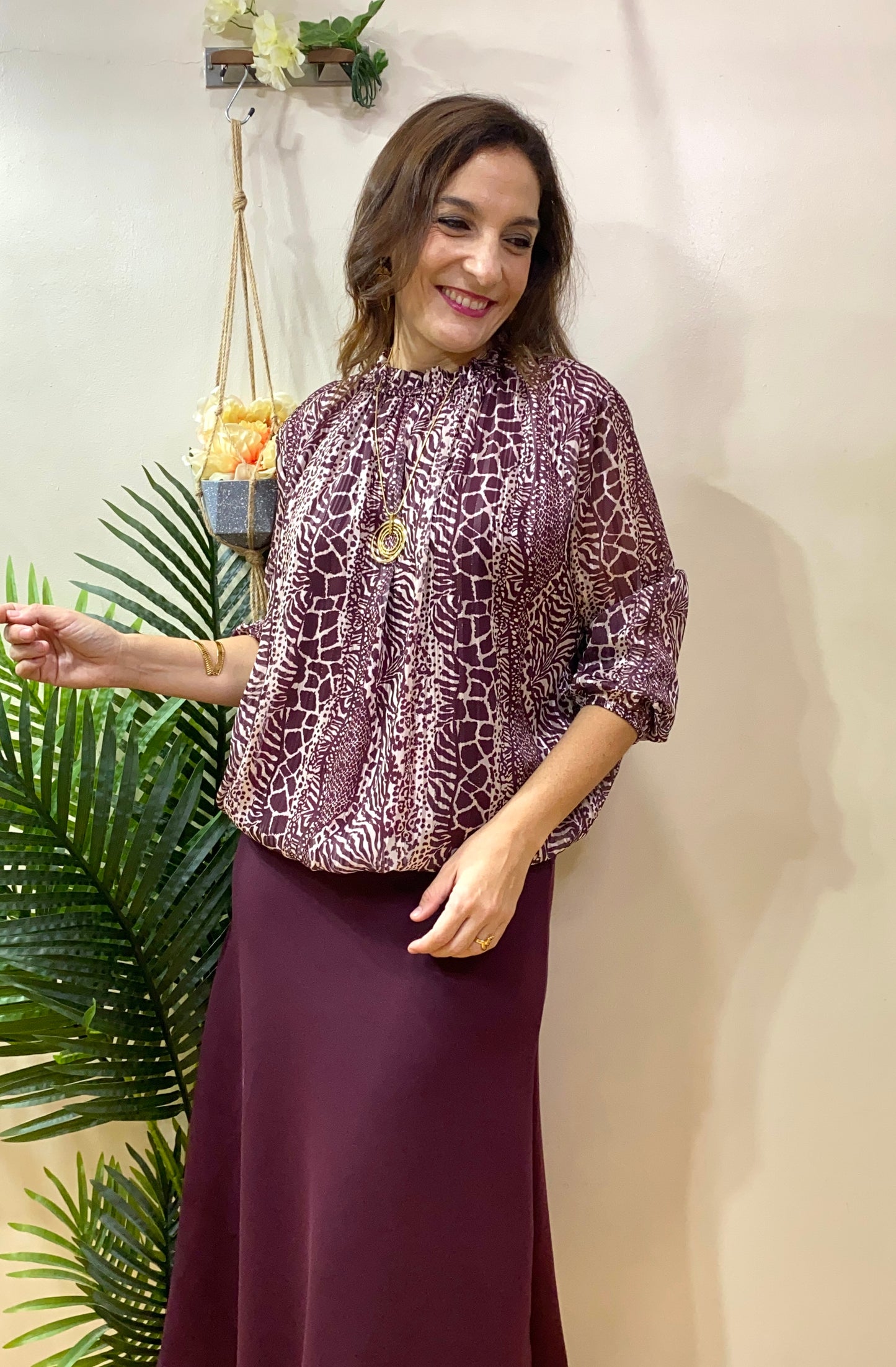 Blusa abullonada animal print