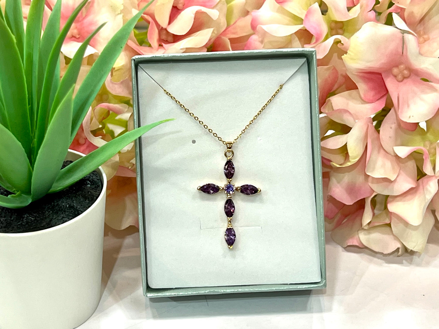 Cruz acero zirconitas