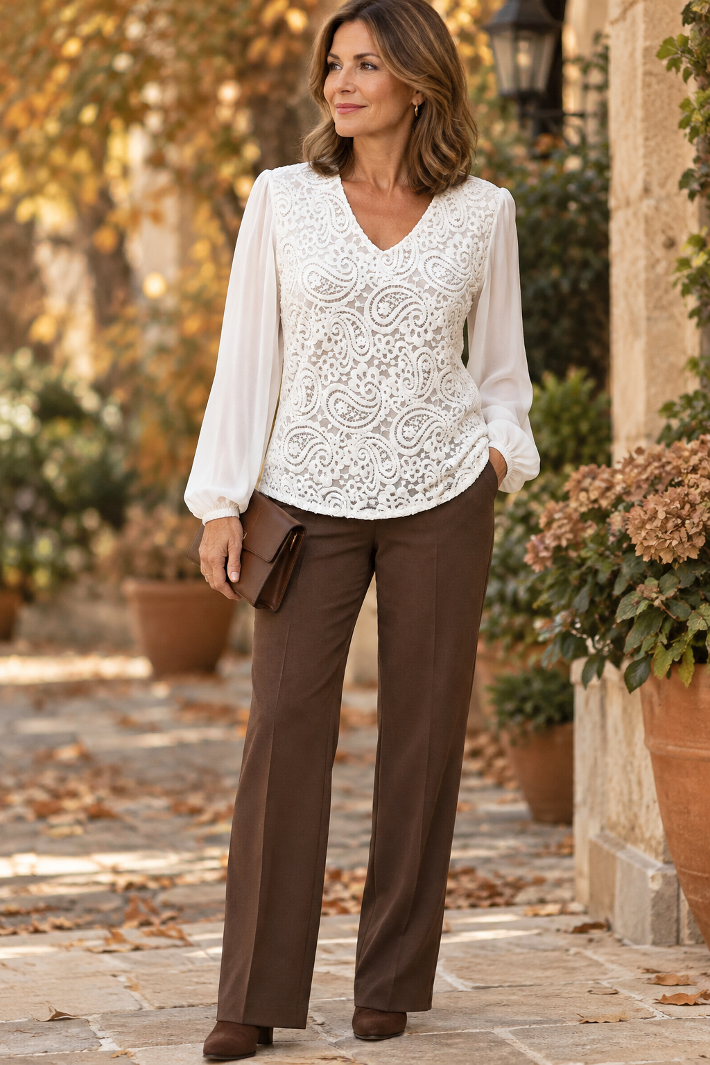 Blusa blonda y gasa