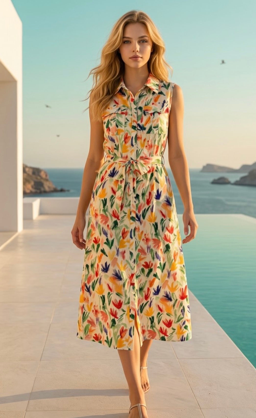 Vestido camisero trazos