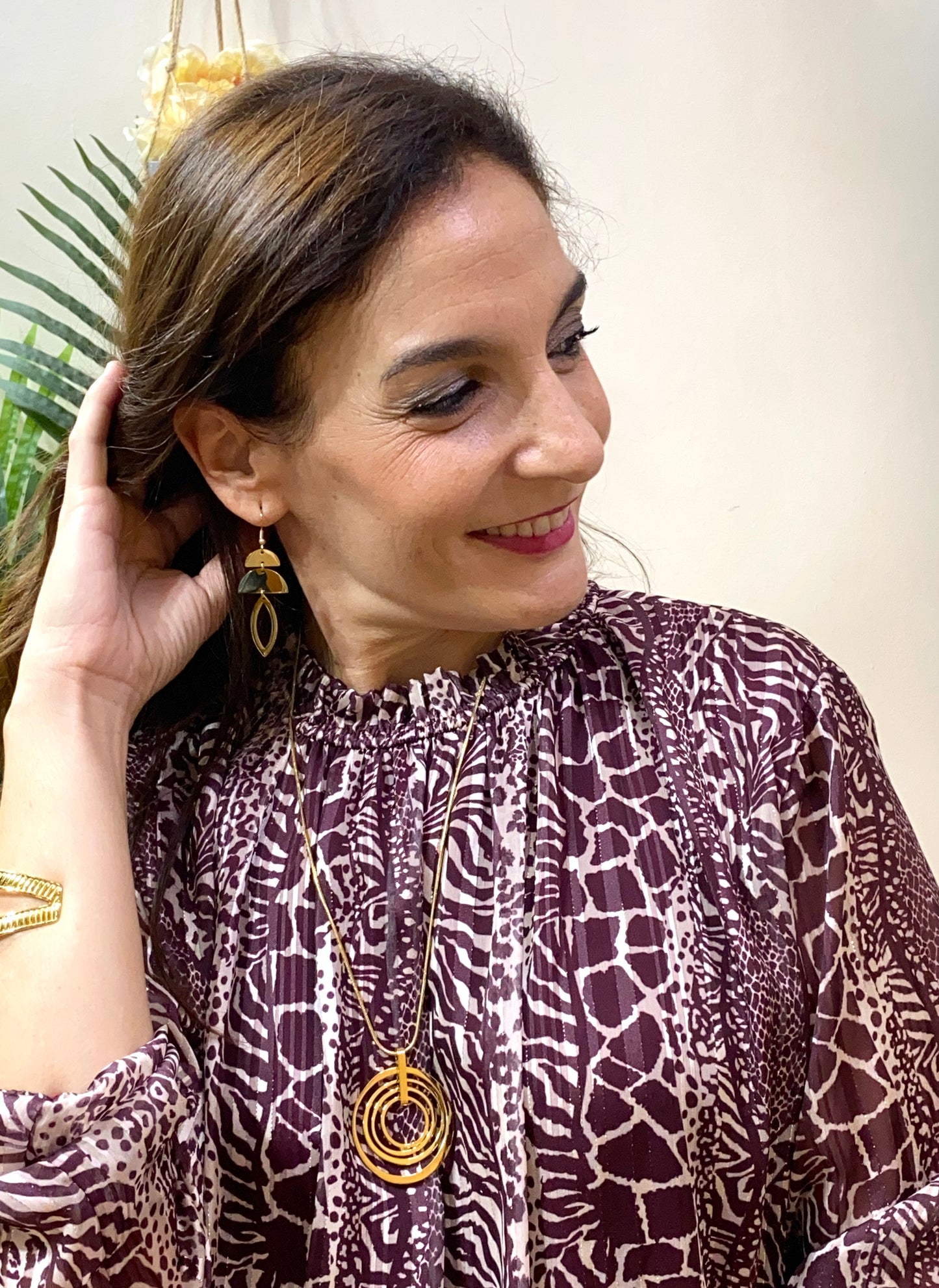 Collar largo acero multicirculos