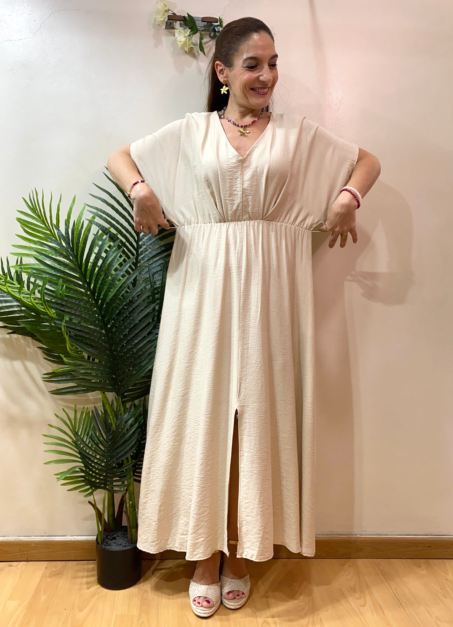 Vestido largo liso estilo