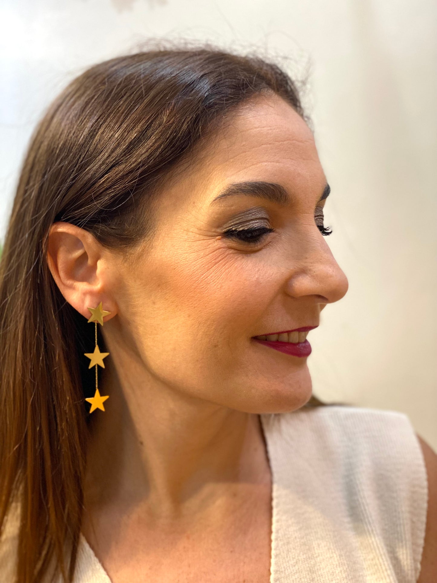 Pendientes acero tres estrellas maxi