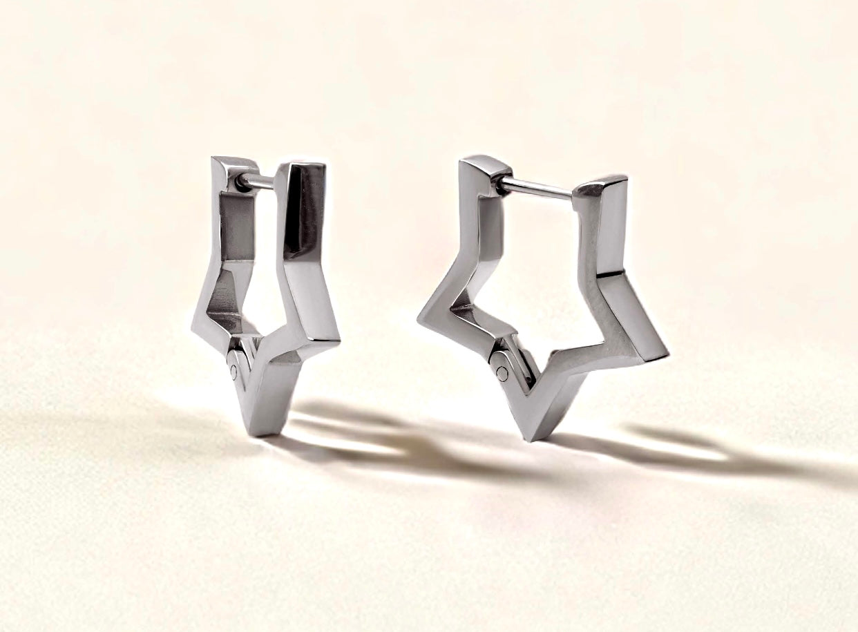 Pendientes acero Estrella cinco puntas