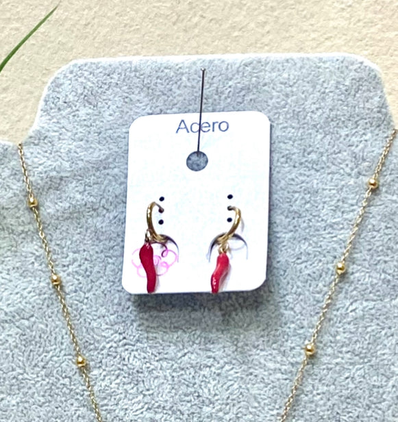 Pendientes acero pimiento