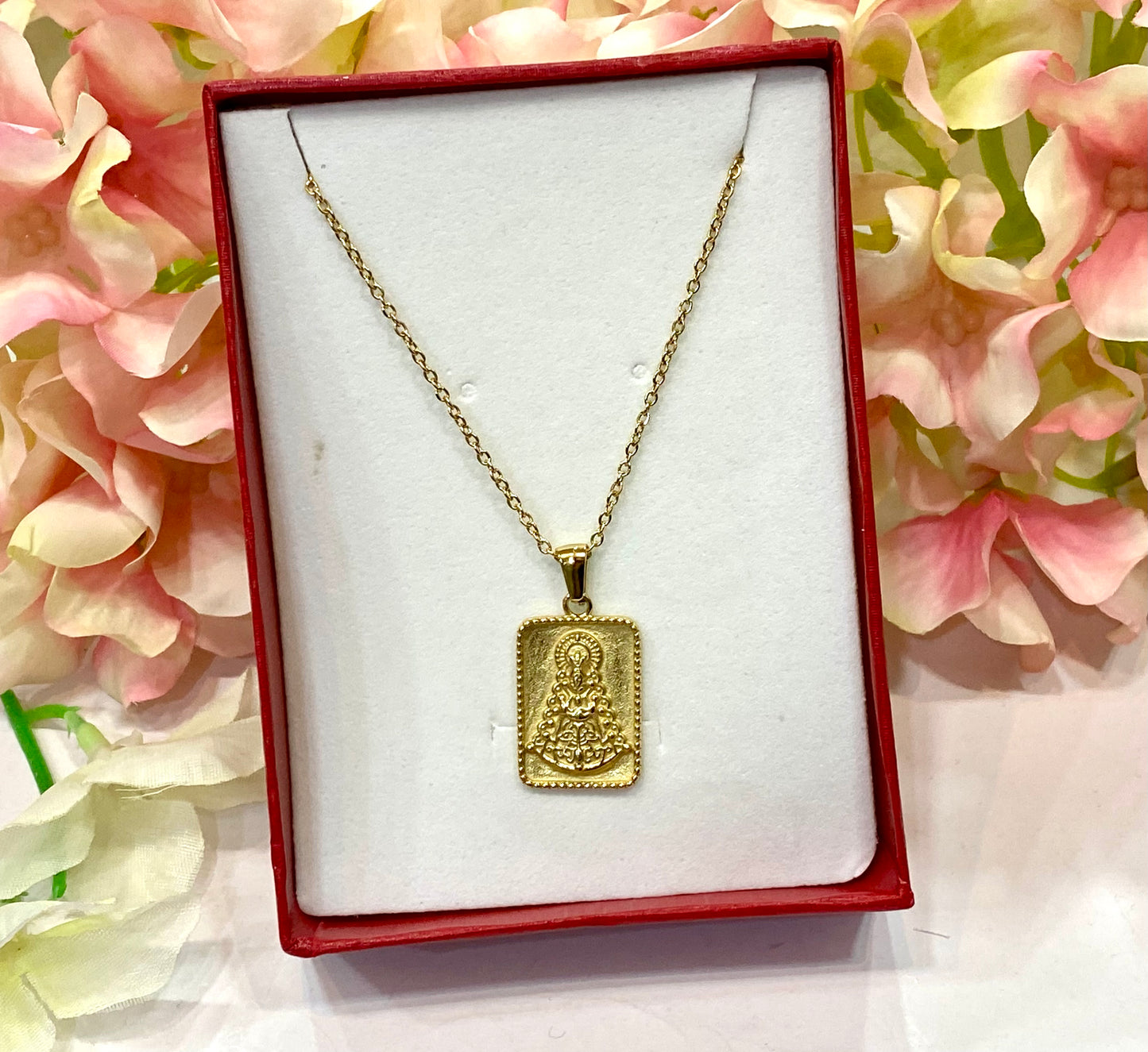 Collar acero Virgen del Rocío rectangular