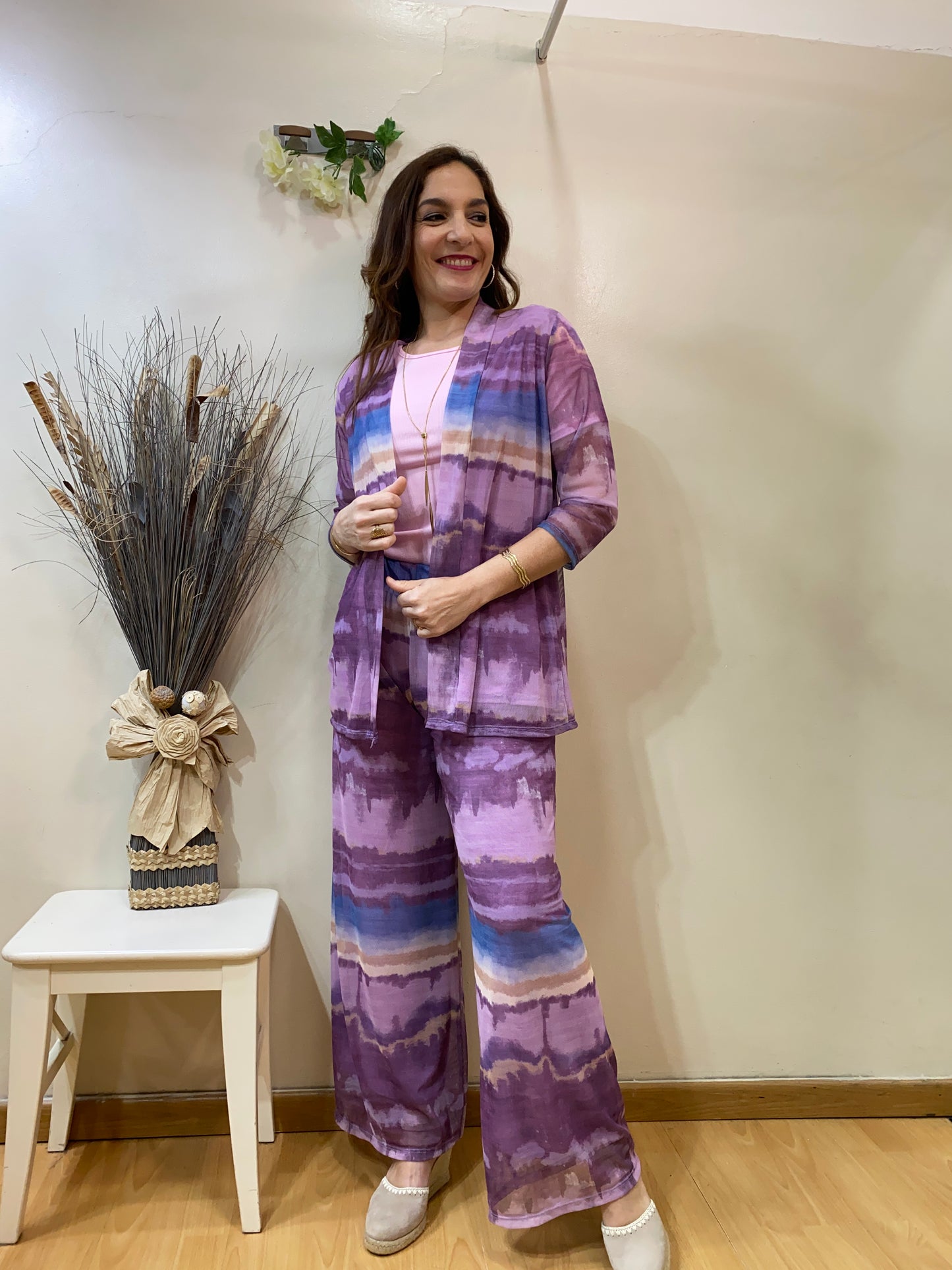 Pantalón rayado gasa