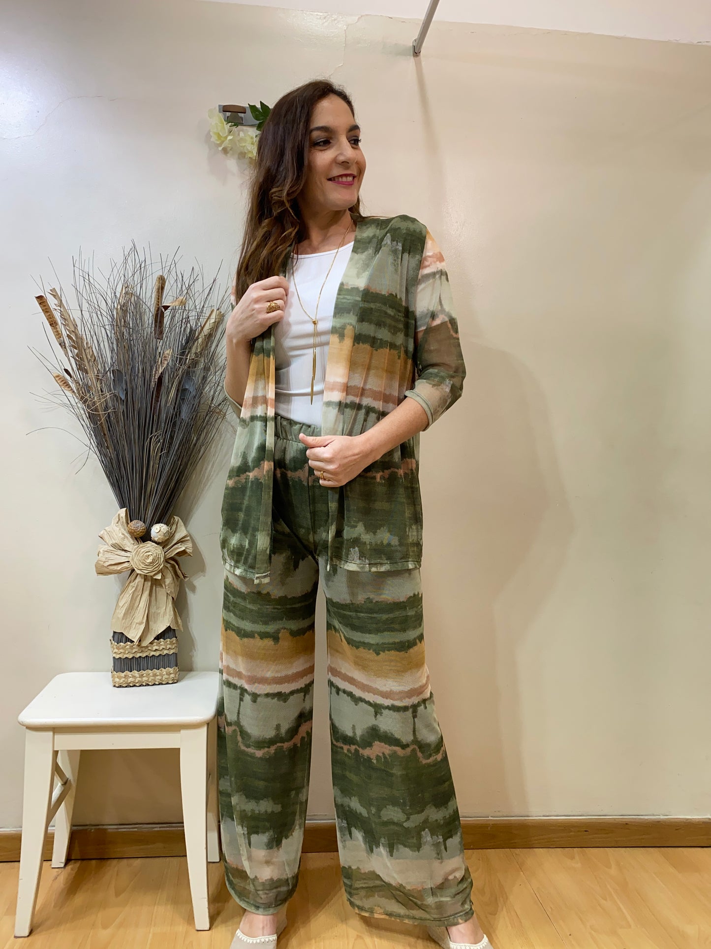 Pantalón rayado gasa