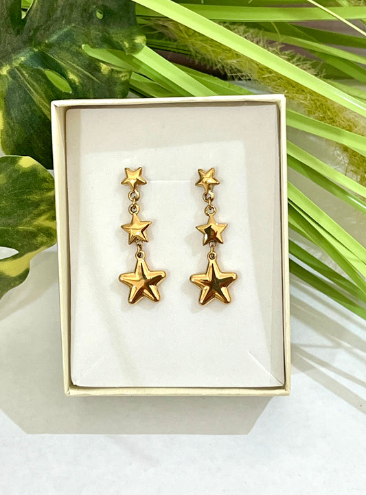 Pendientes acero estrella largos