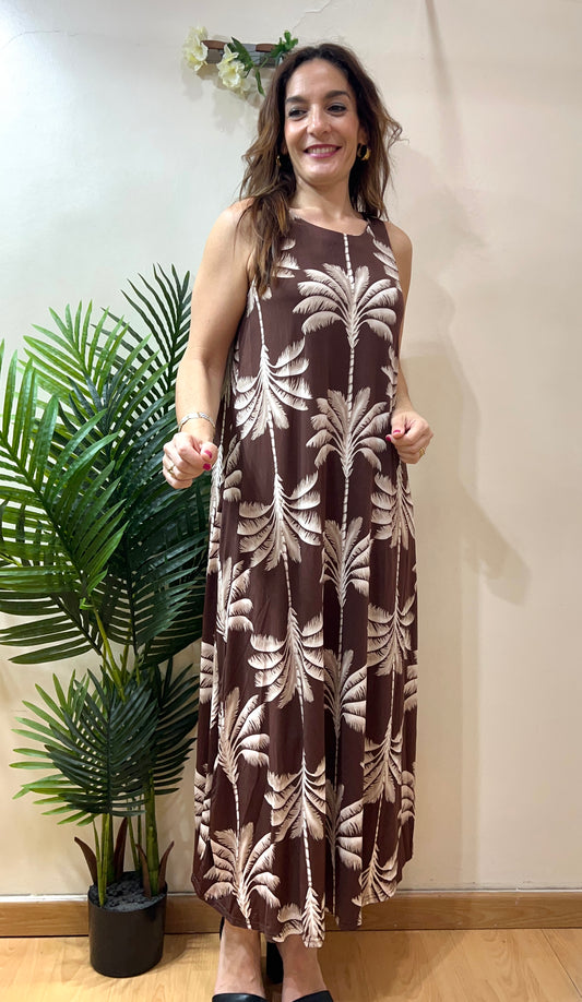 Vestido fluido palmeras tropical