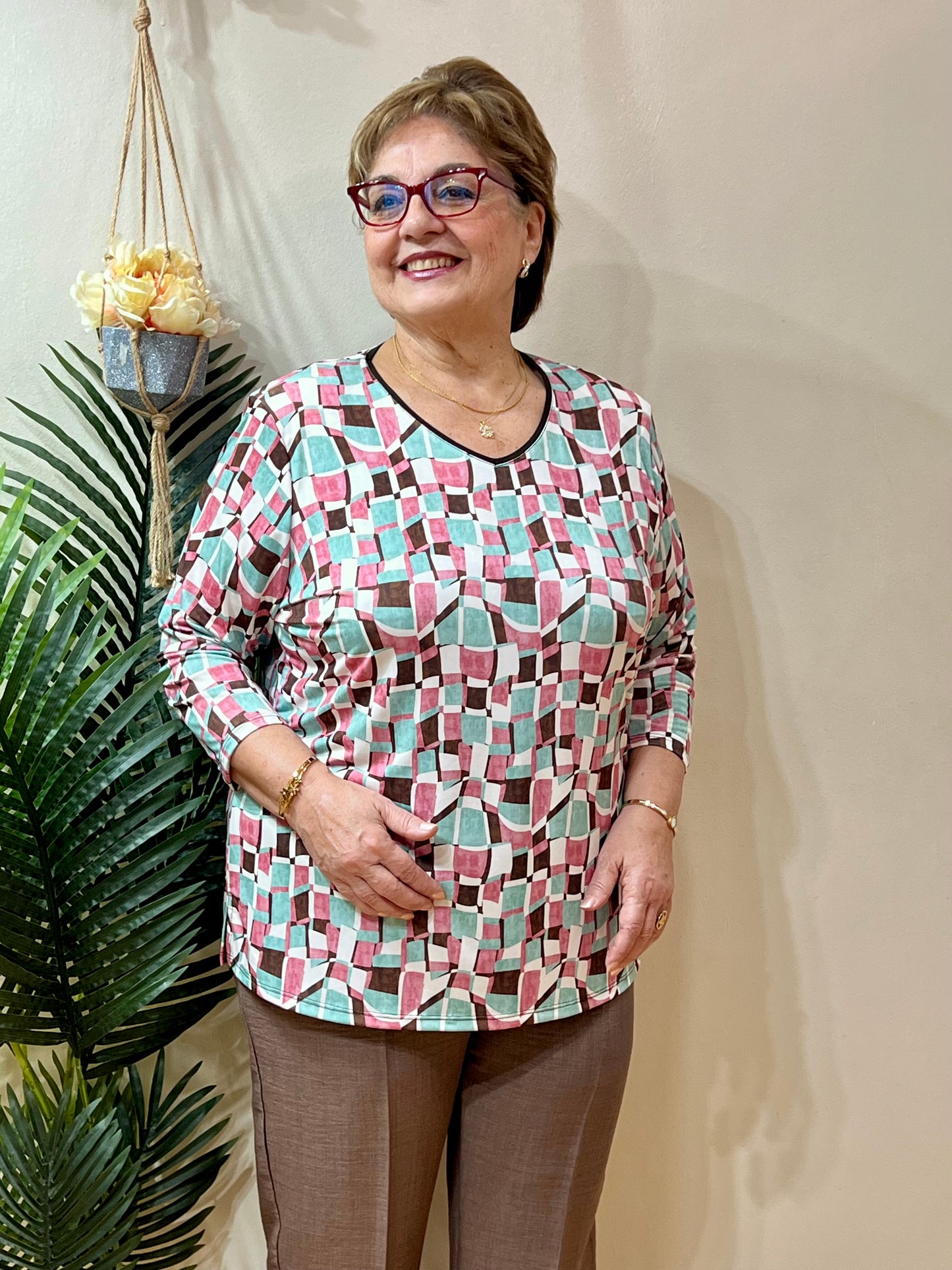 Camiseta cuadros asimétricos
