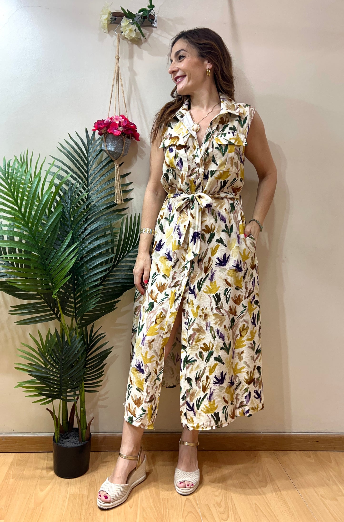 Vestido camisero trazos