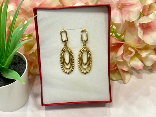 Pendientes acero lágrima labrada