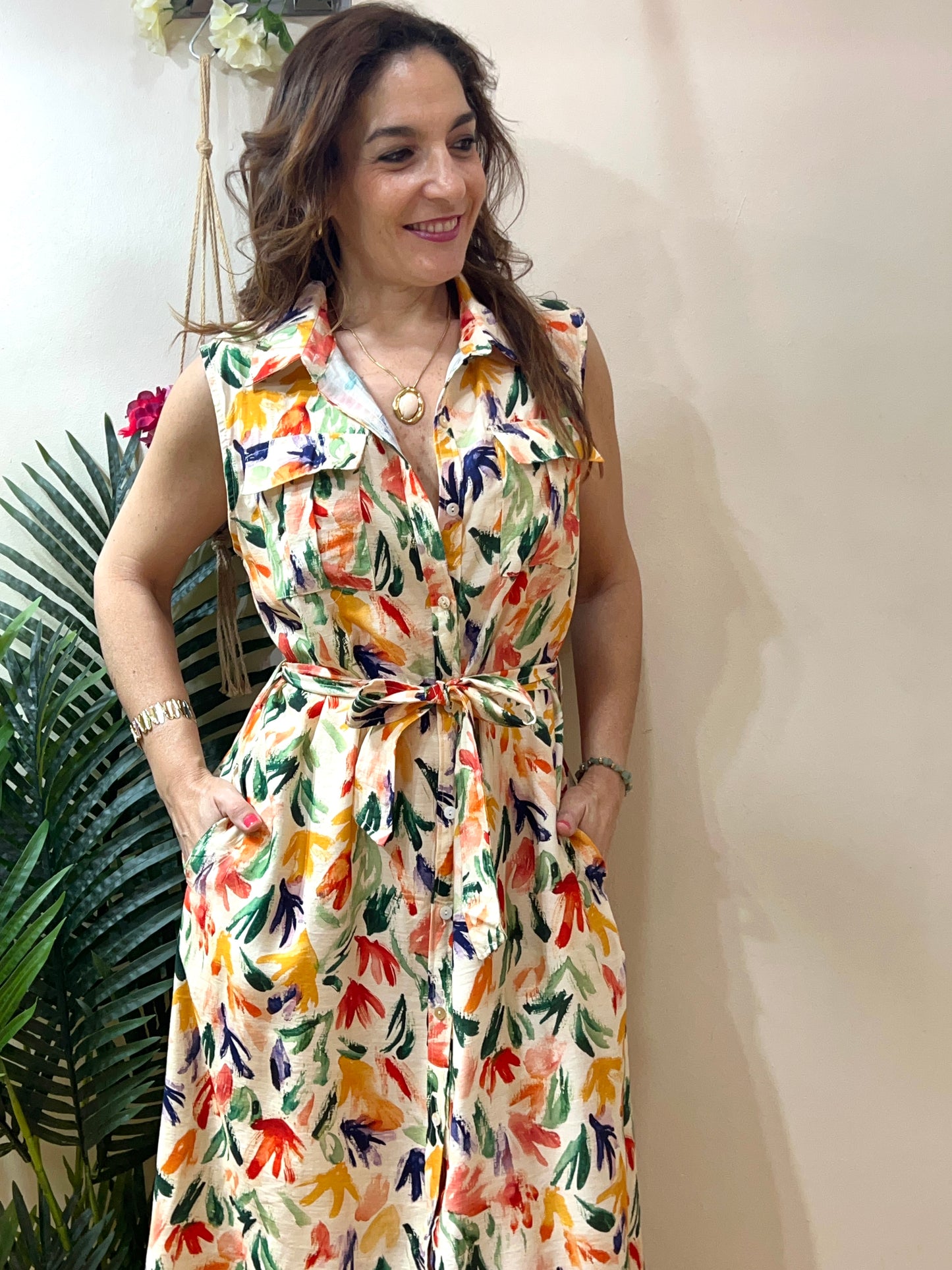 Vestido camisero trazos
