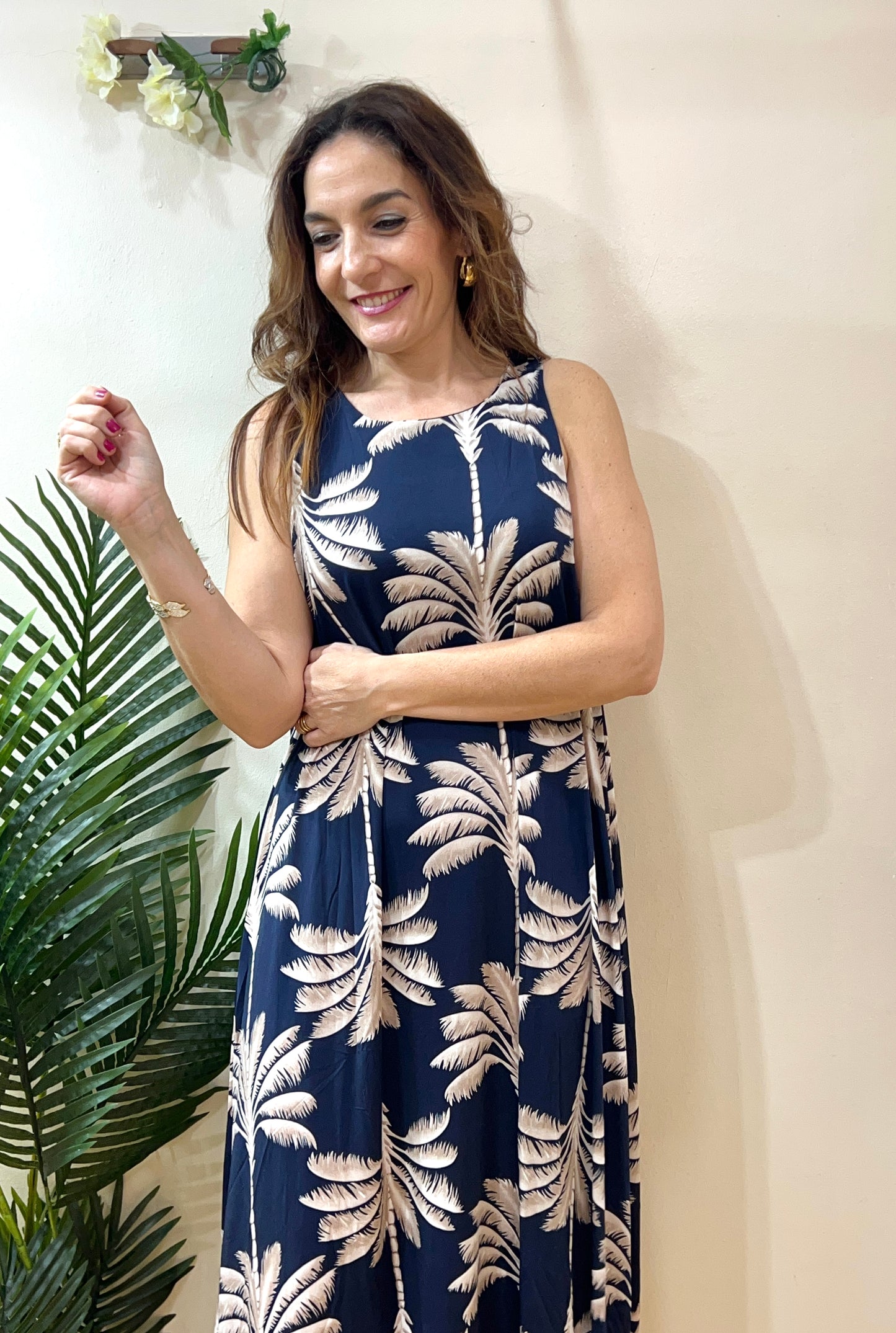 Vestido fluido palmeras tropical