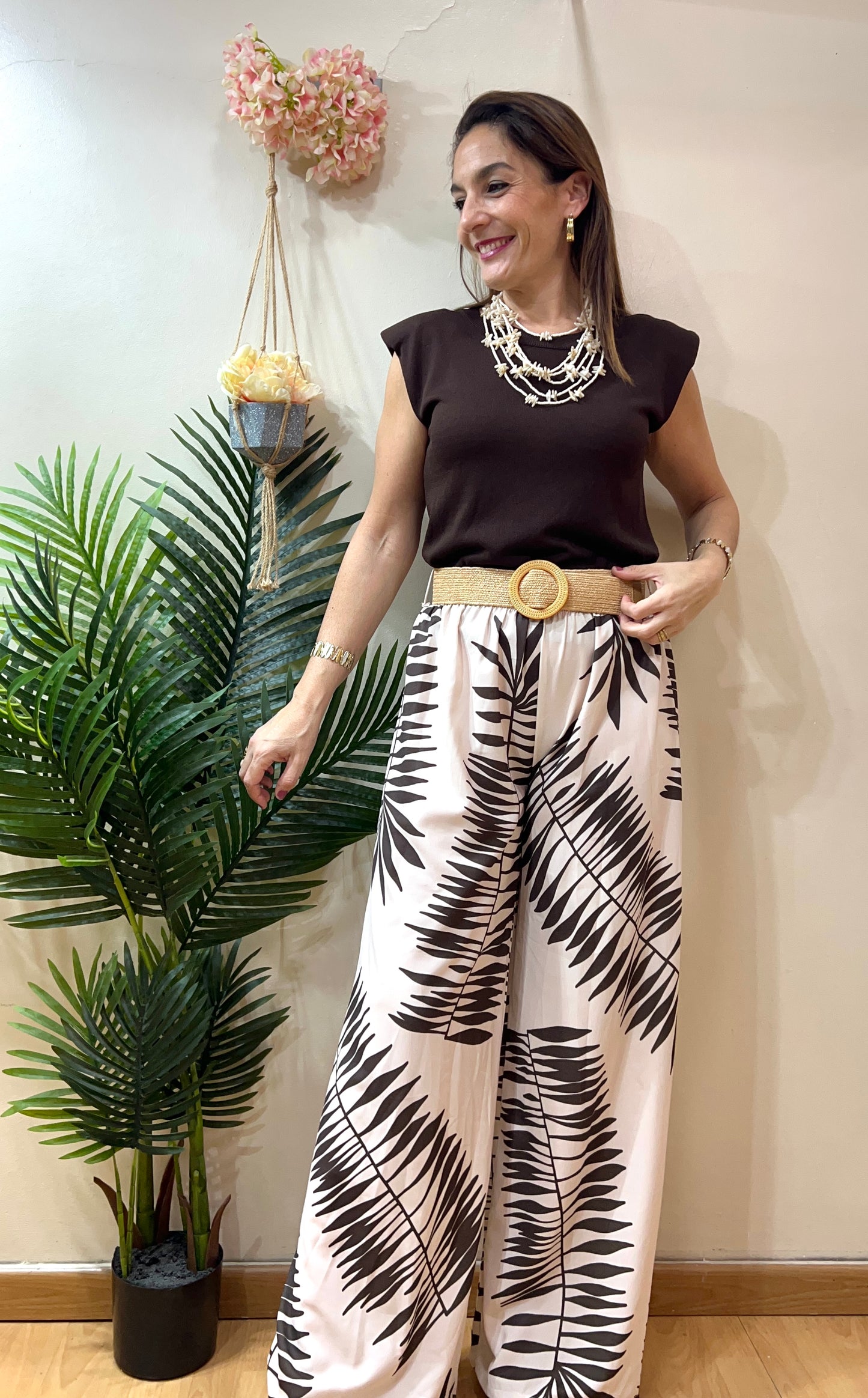 Pantalón maxi hojas