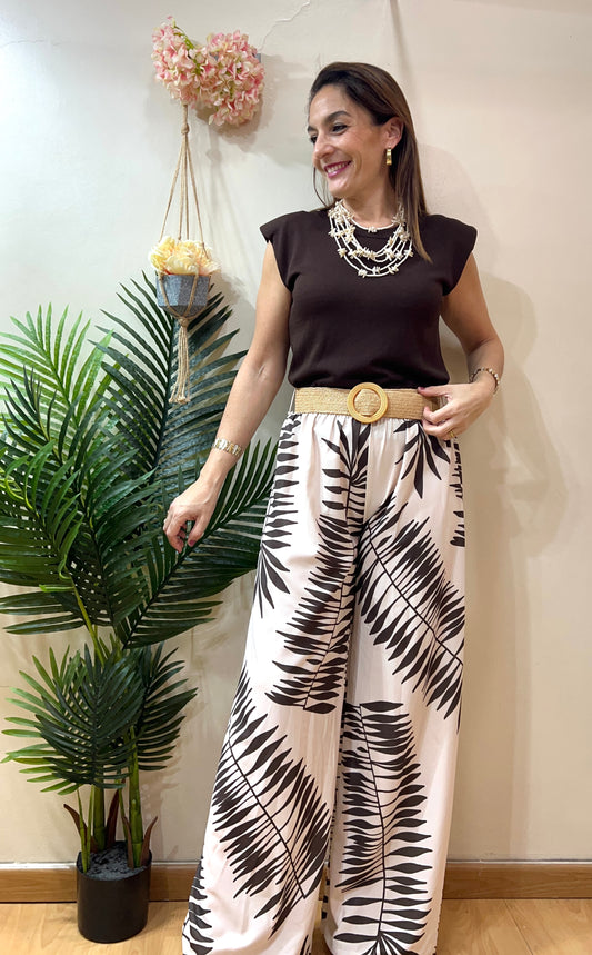 Pantalón maxi hojas