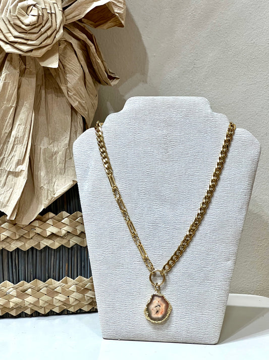 Collar acero y piedra central