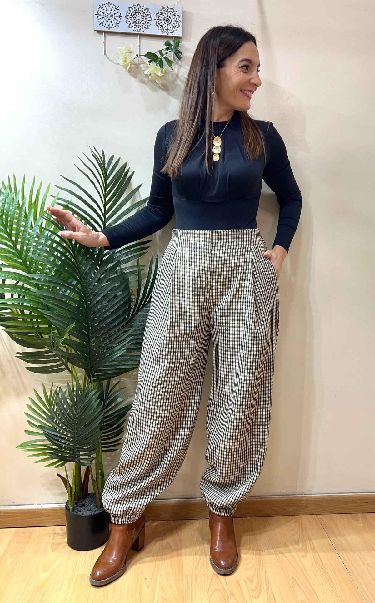 Pantalón bombacho patita de gallo