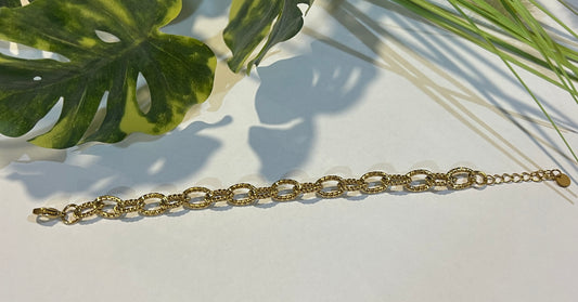 Pulsera acero eslabones labrados
