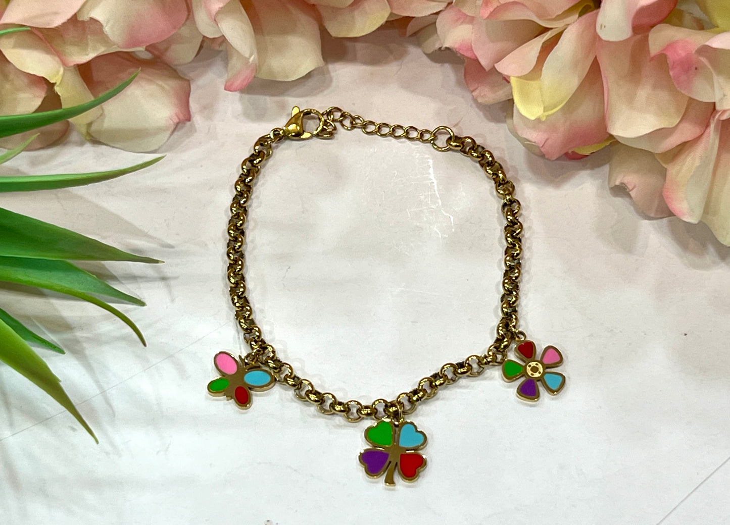 Pulseras acero colgantitos color