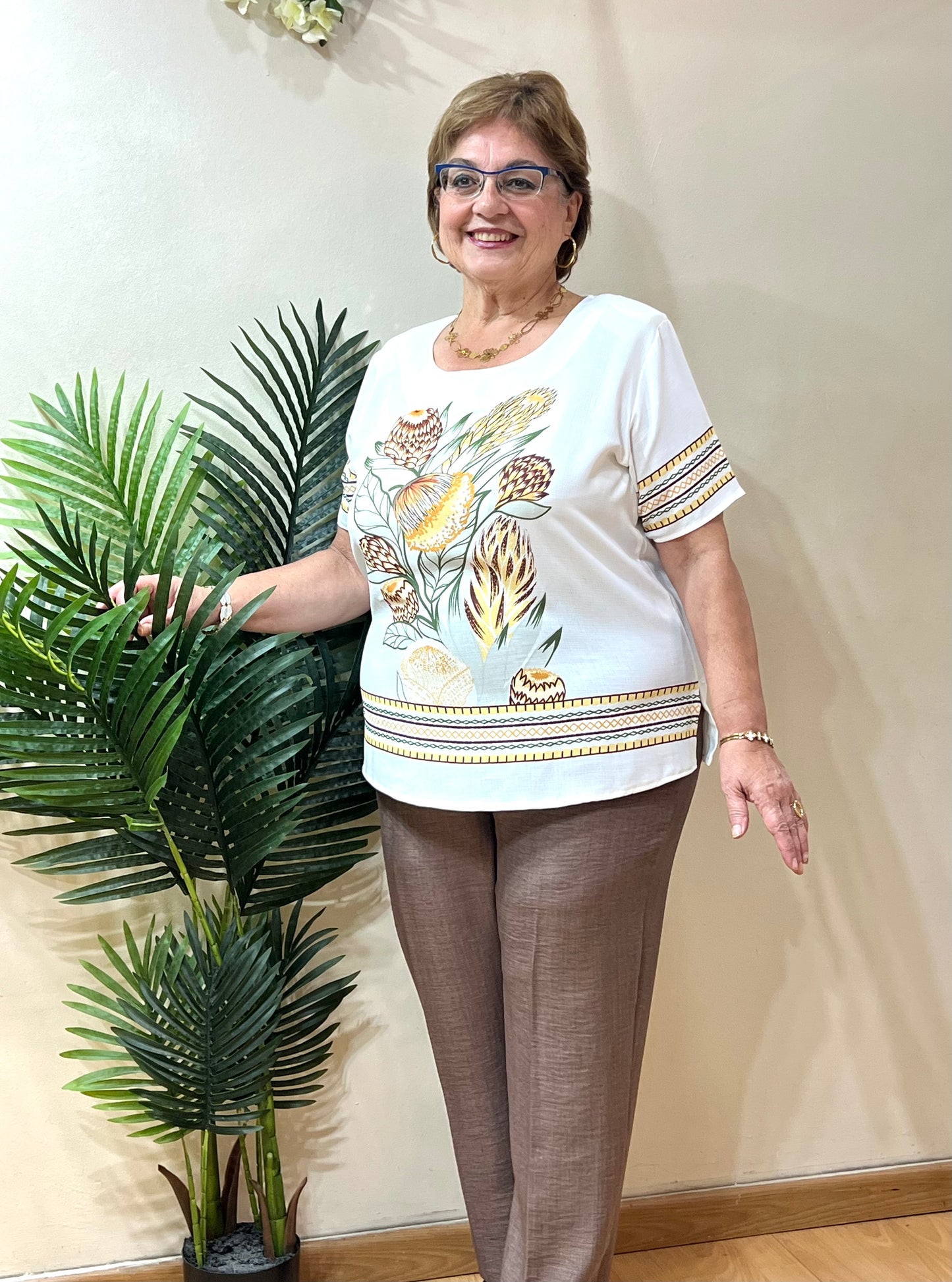 Blusa centro floreado