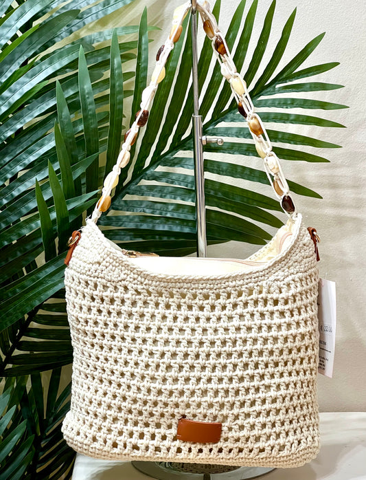 Bolso croché y asa combinada