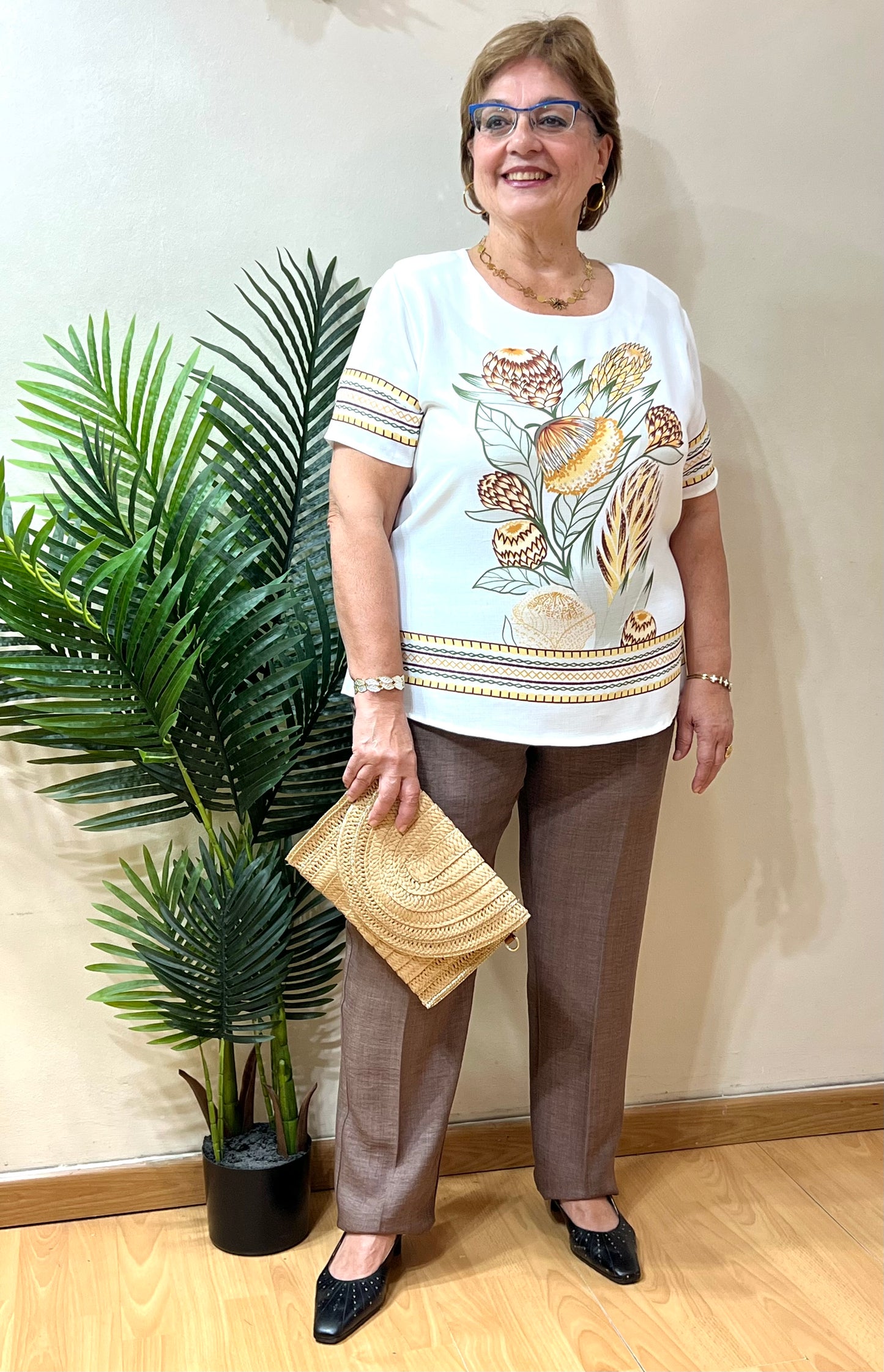 Blusa centro floreado