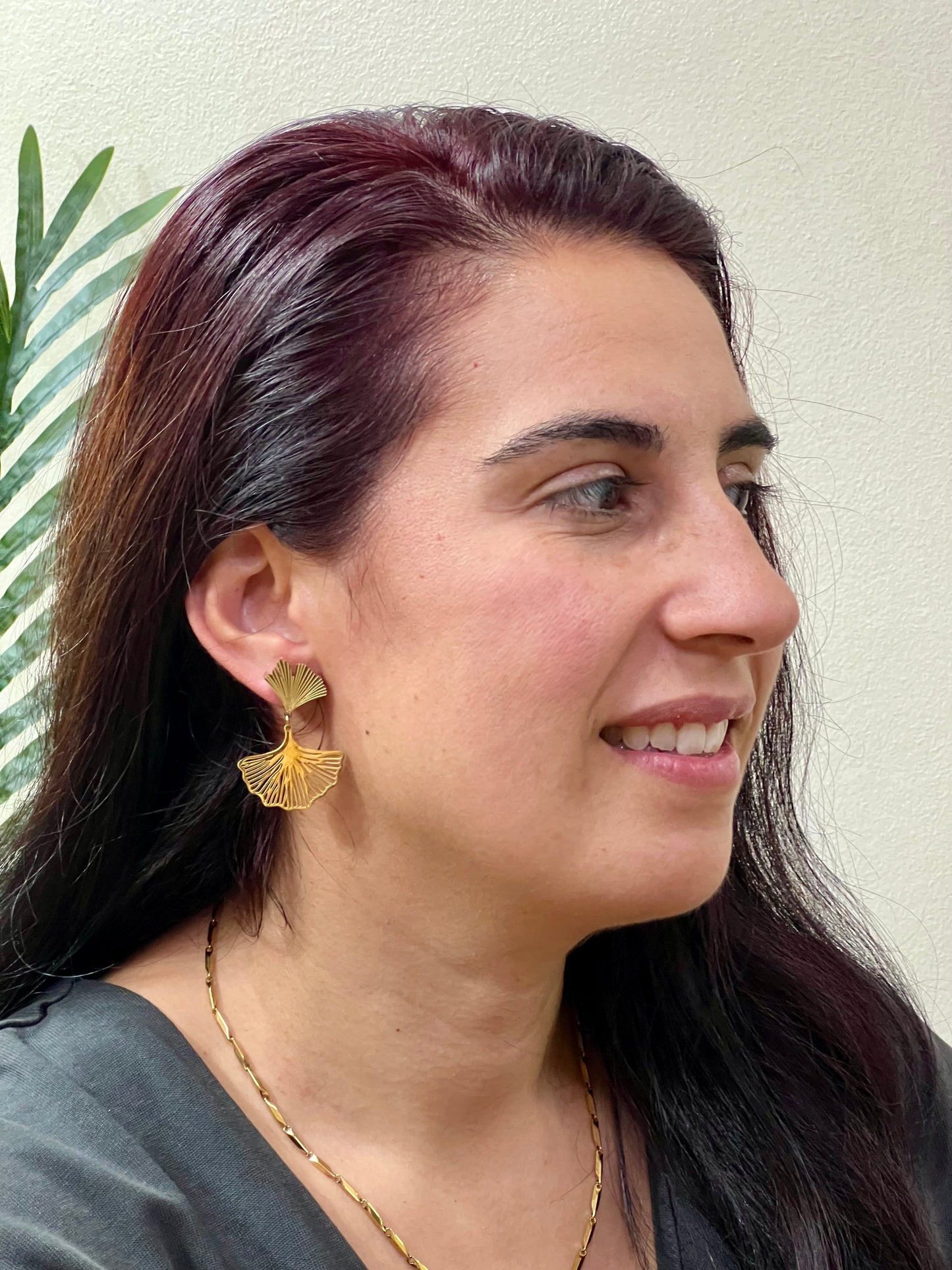 Pendientes acero doble abanico