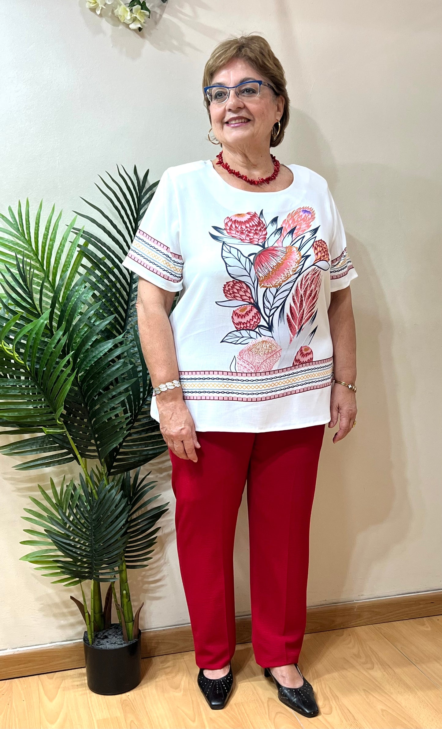 Blusa centro floreado