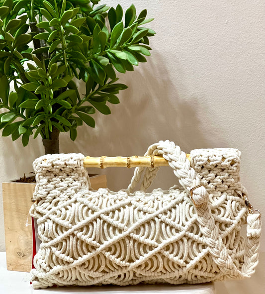 Bolso croché y bambú