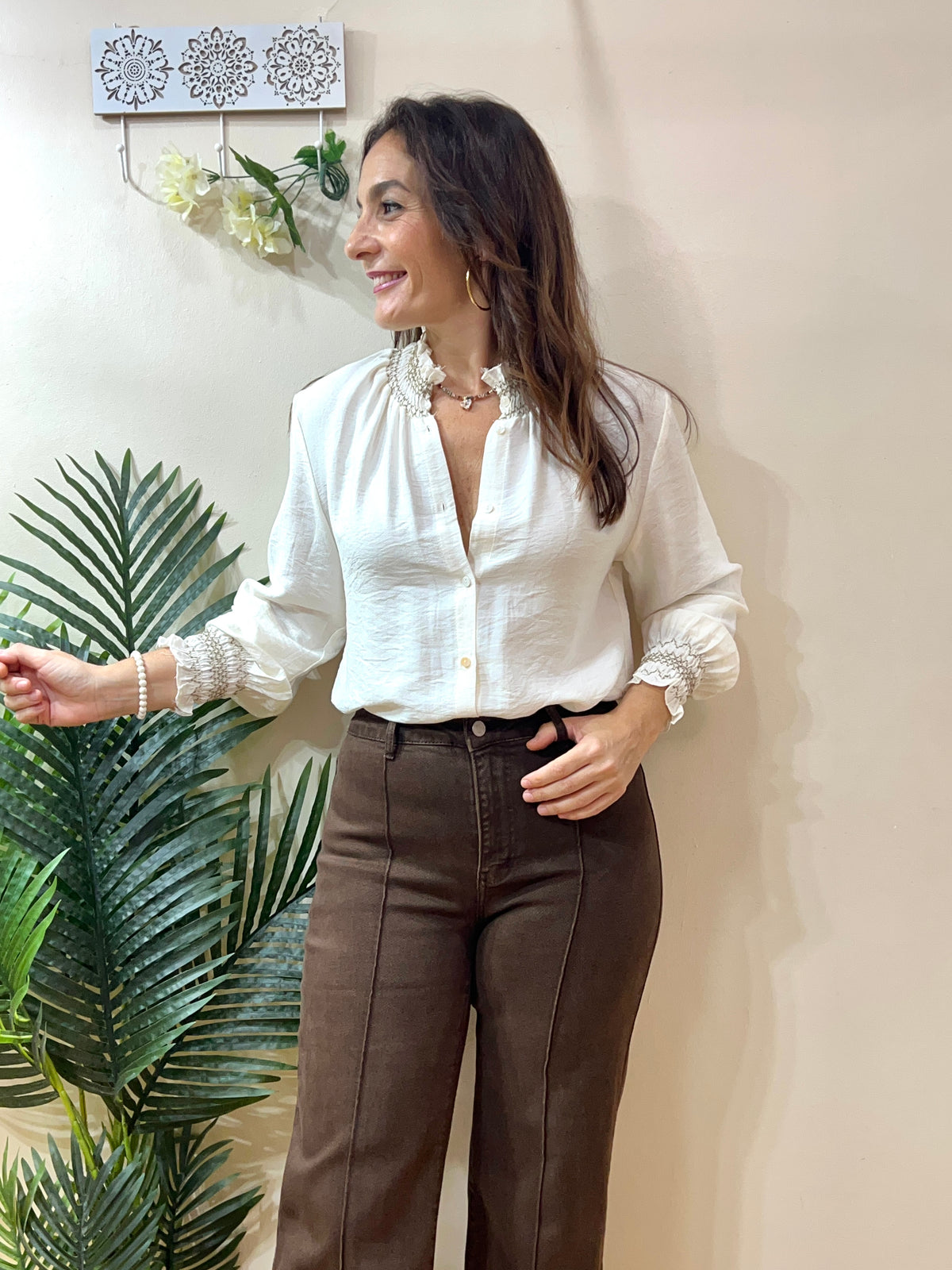 Blusa cuello frunce