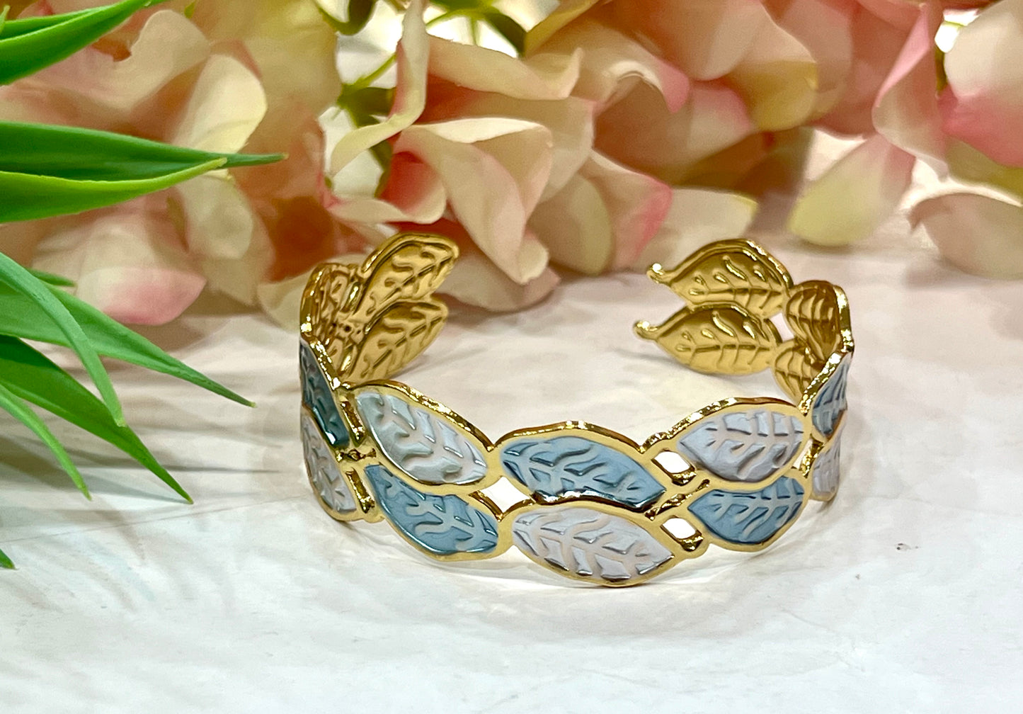 Brazalete acero hojas