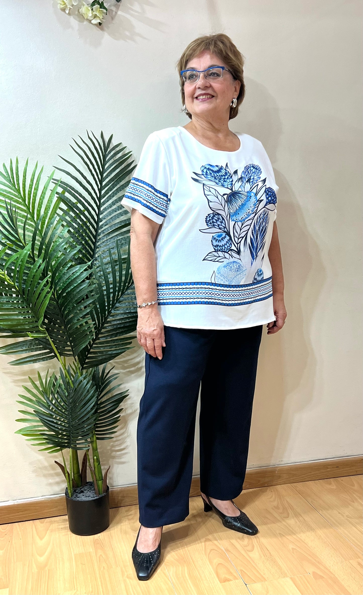 Blusa centro floreado