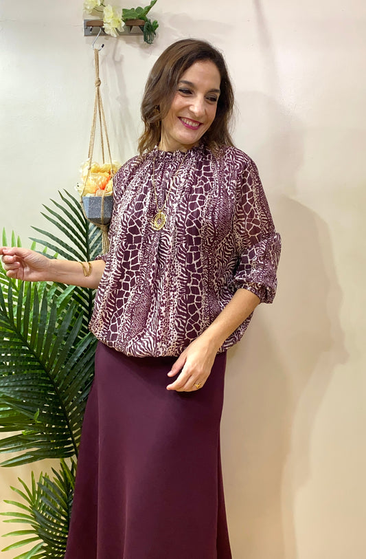 Blusa abullonada animal print
