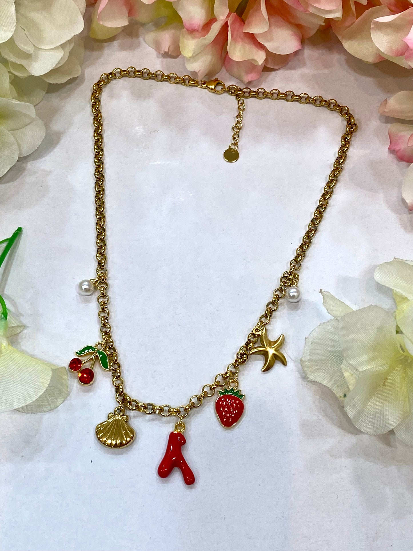Collar acero fresa y cereza