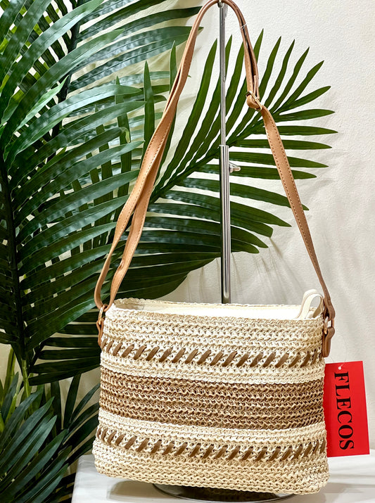 Bolso bandolera rafia a rayas