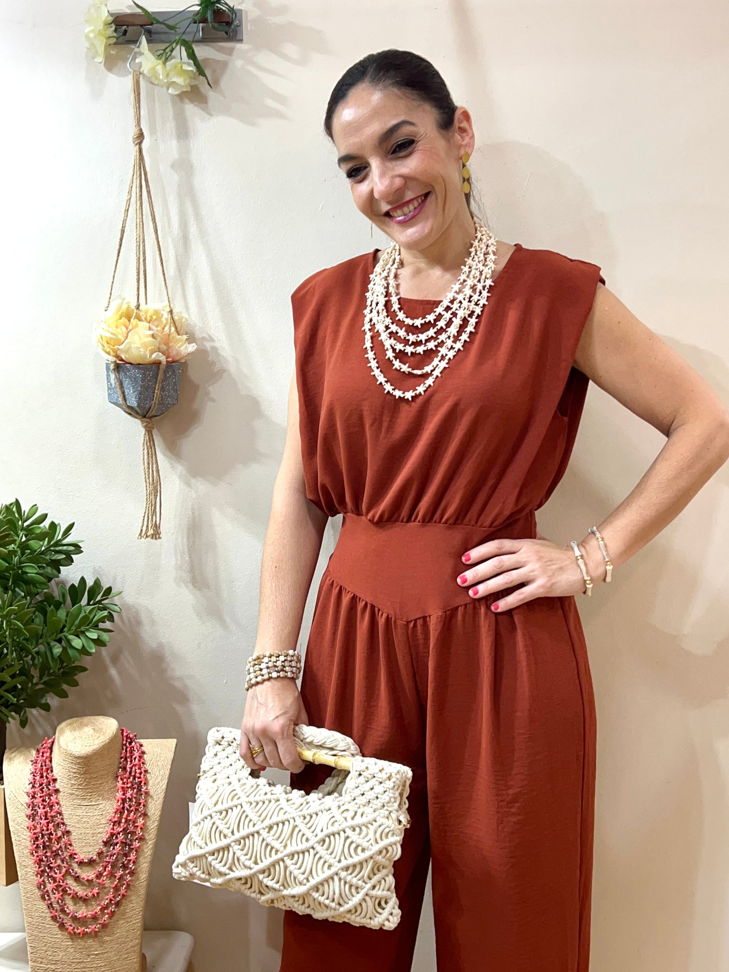 Bolso croché y bambú