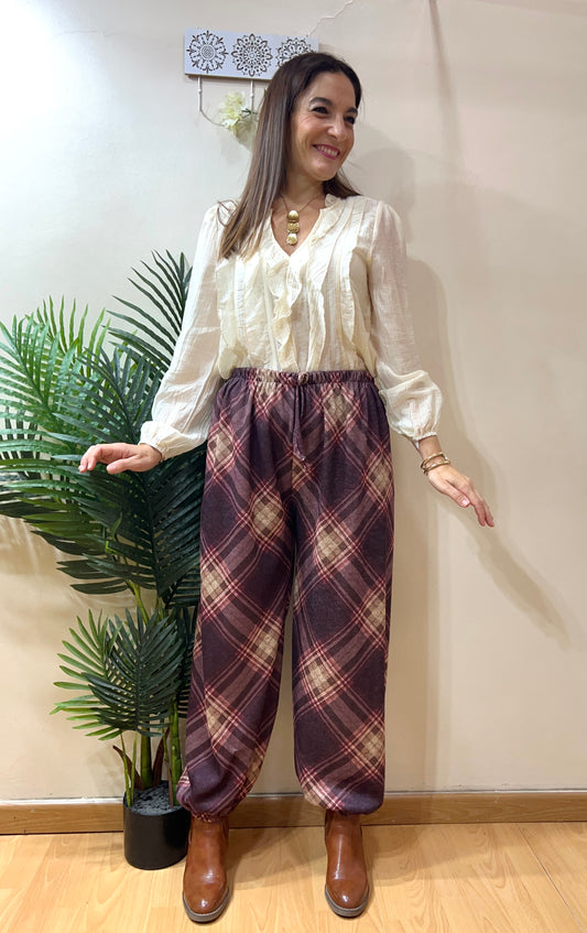 Pantalón bombacho cuadros