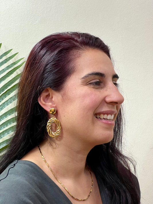 Pendientes acero maxi aro labrado