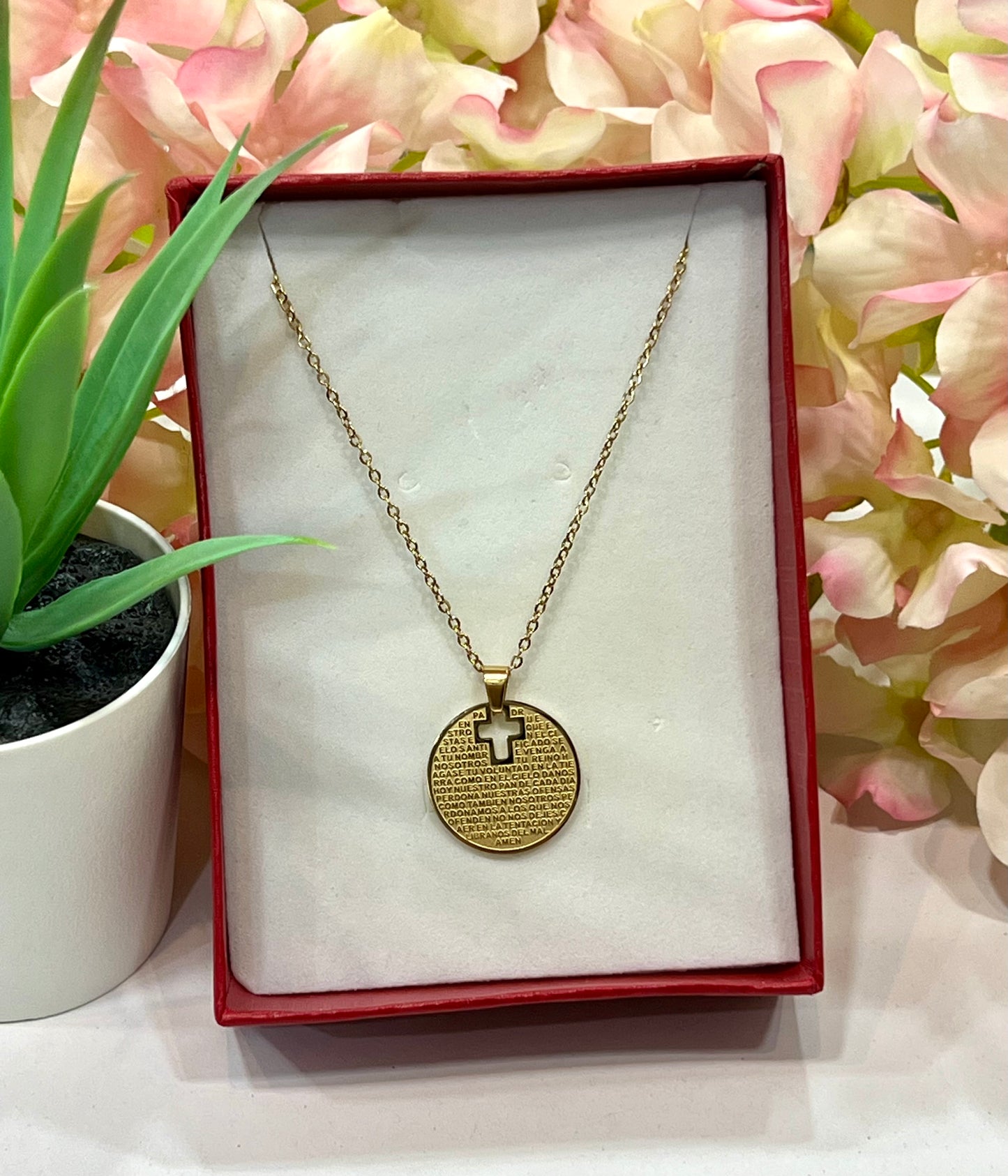 Collar acero y medalla Padre Nuestro