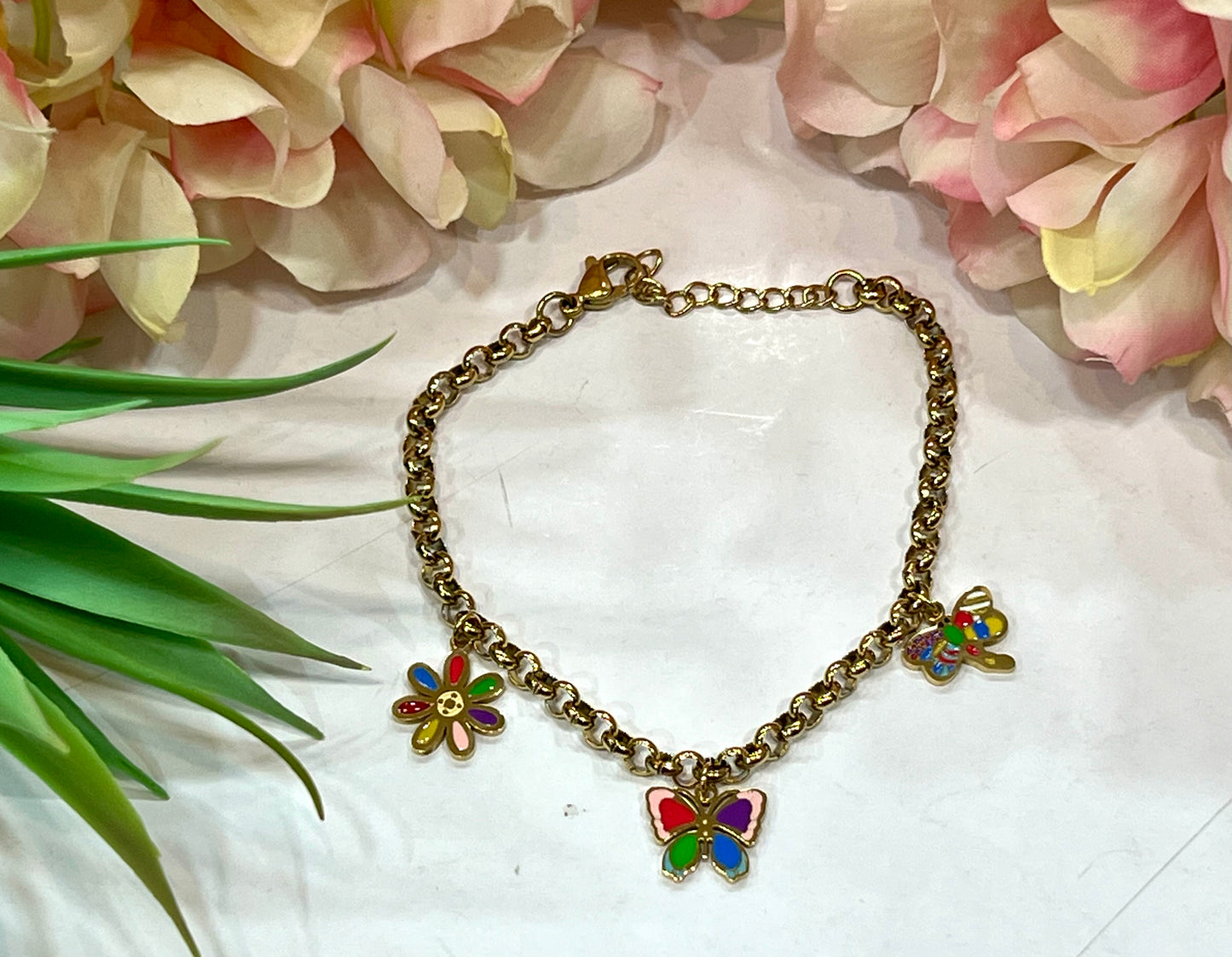 Pulseras acero colgantitos color