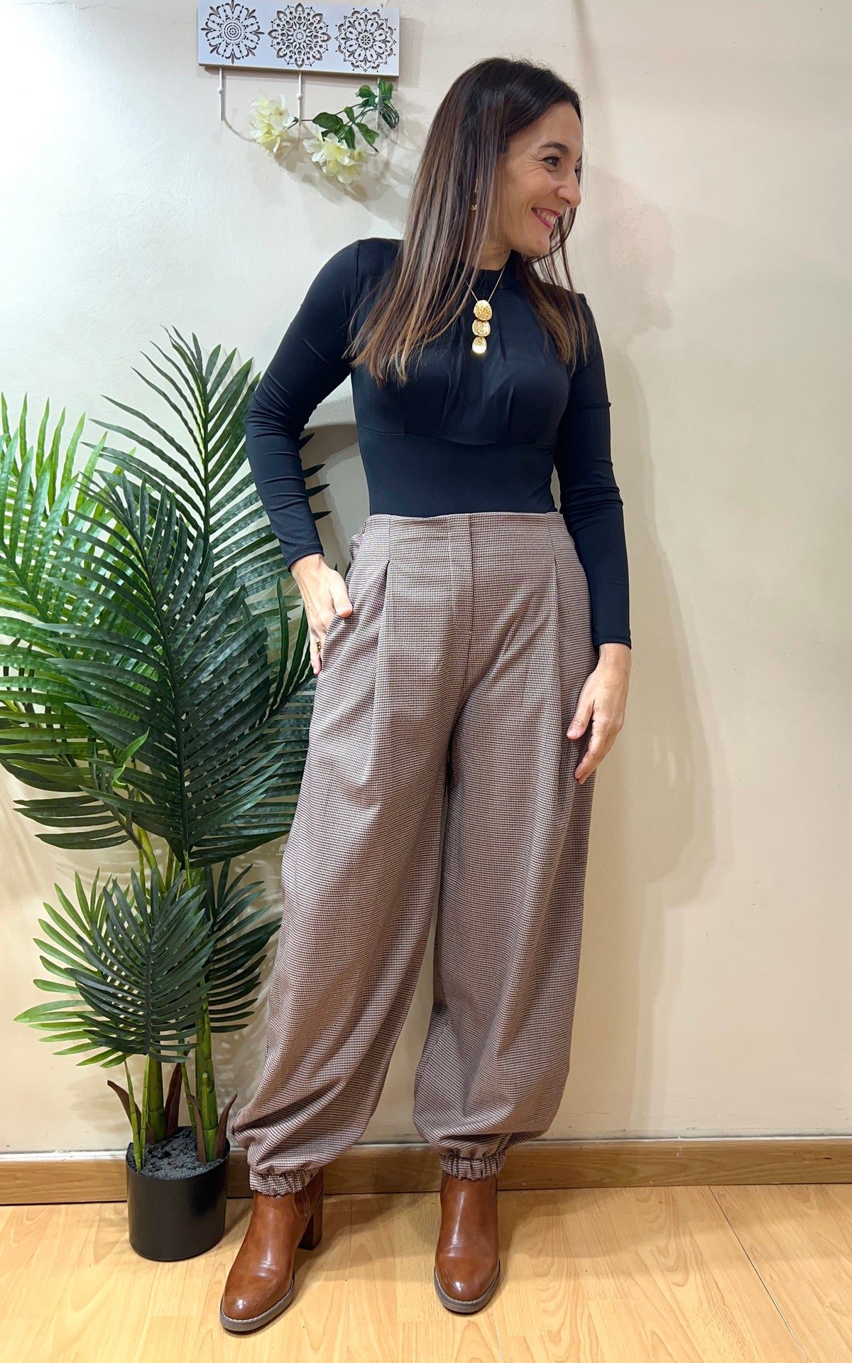 Pantalón bombacho patita de gallo