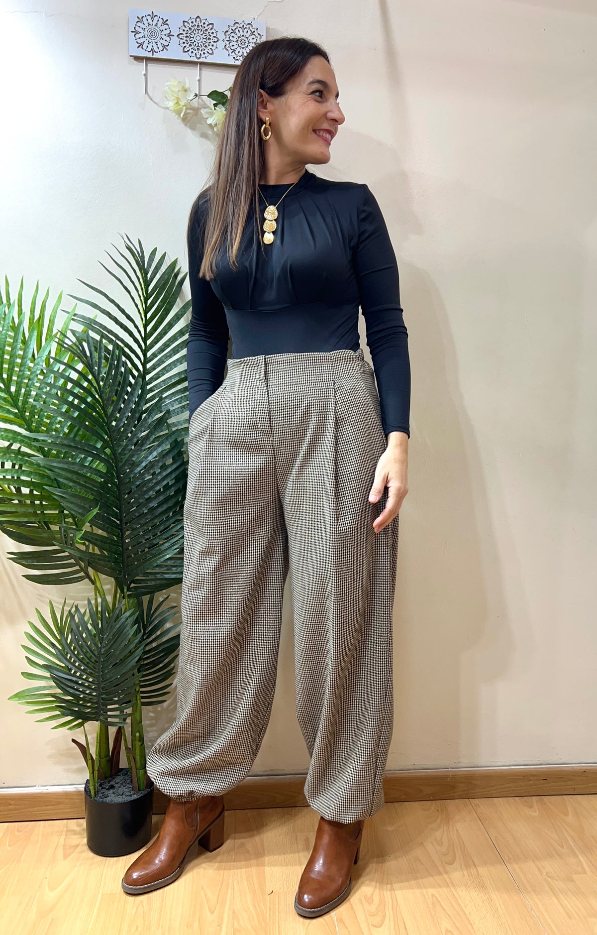 Pantalón bombacho patita de gallo