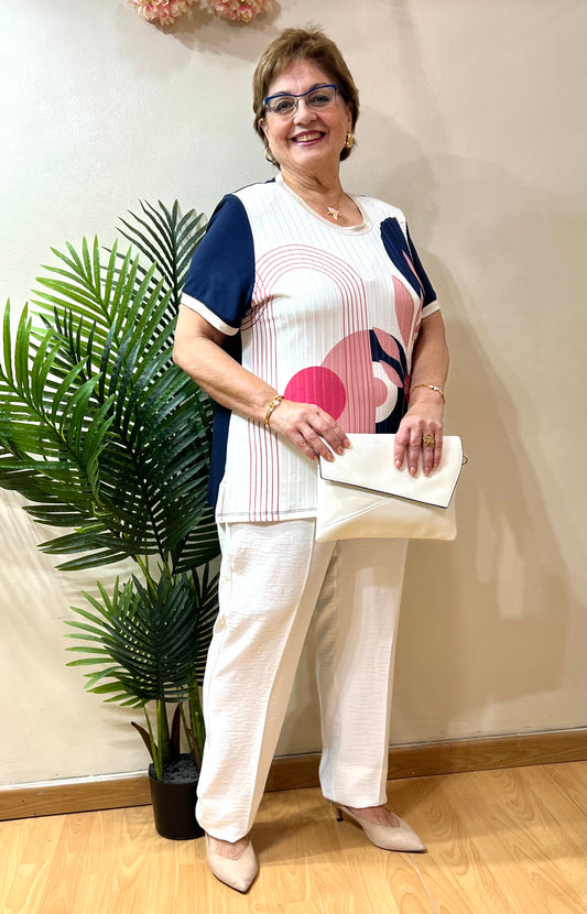 Camiseta círculos y hojas